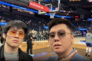 别墅里面唱K！说唱歌手揽佬社媒：感谢勇士队邀请观赛