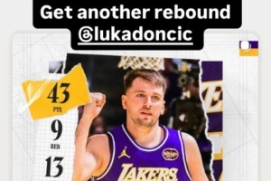 逼死强迫症！拉拉维亚调侃东契奇准三双：你多抢个篮板啊