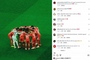 索博斯洛伊社媒鼓励球队：现在很艰难，但我们会团结一致站起来